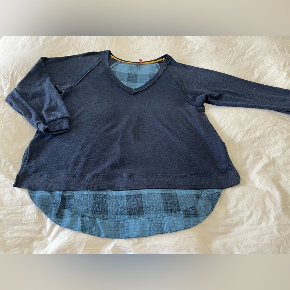 Anthropologie Pilcro | Women’s SZ M | Blue Plaid Back Flannel Long Sleeve Tunic